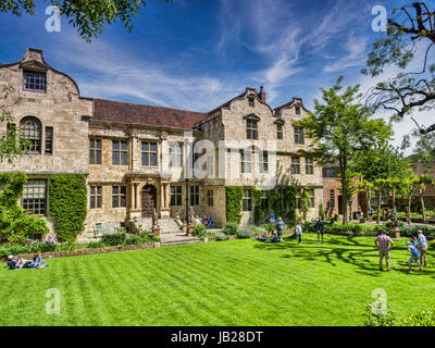 31 May 2017: York, North Yorkshire, Wngland, UK - The Treasurers House, with people playing croquet on the lawn. Stock Photo