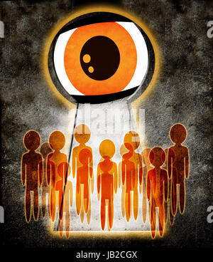 people spied on  through  the keyhole Stock Photo