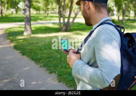 Bearded Man Using Smartphone Stock Photo