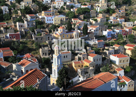 Greece, Dodecanese, Symi, Horio, aerial view Stock Photo - Alamy