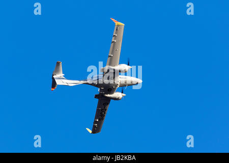 Diamond DA-42 MPP Guardian [G-DGPS] performing a missed approach on runway 31. Stock Photo