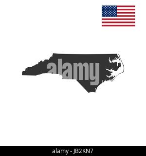 North Carolina Nc Flag In State Shape Map Outline Simplified Icon