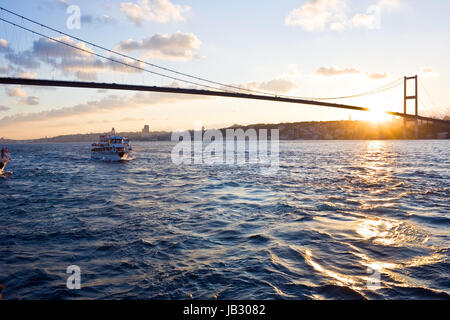 The Bosphorus Bridge connects Europe and Asia Stock Photo