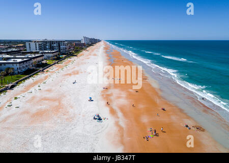 Florida Ormond Beach By The Sea,Atlantic Ocean,waterfront,aerial overhead view from above,waves,FL170510d04 Stock Photo