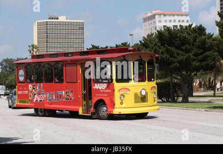 St Petersburg Florida Downtown Looper Trolley bus travelling along ...