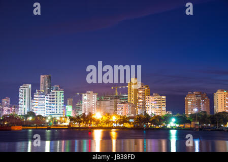 Nighttime view of the modern part of Cartagena, Colombia Stock Photo