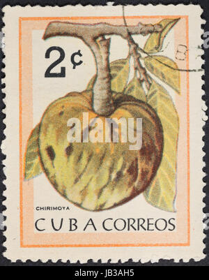 CUBA - CIRCA 1963: A postage stamp printed in the Cuba shows tropical fruit - cherimoya, circa 1963 Stock Photo