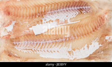 frozen carcass fish in brick for trade, background Stock Photo