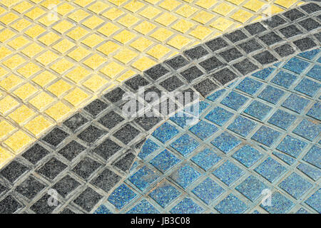 Detail of mosaic designed by Joan Miro in Ramblas, Barcelona, Spain. Stock Photo