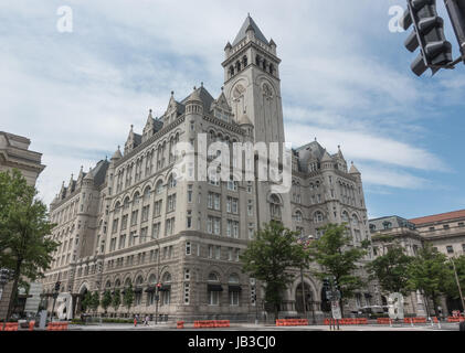 Trump International Hotel, Washington, DC, in the Old Post Office Building, leased to Trump Organization, now a magnet for anti-Trump protests. Stock Photo