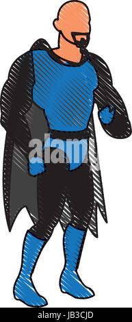 cartoon superhero wearing suit cape boots image Stock Vector