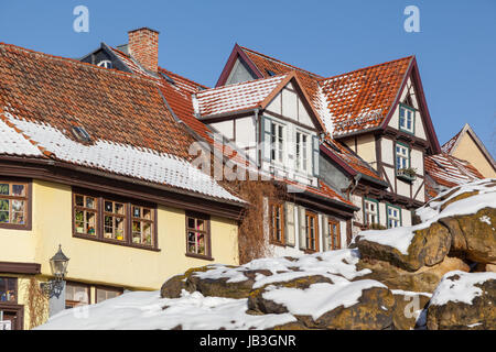 Altstadt von Quedlinburg im Winter Stock Photo