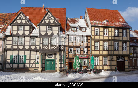 Altstadt von Quedlinburg im Winter Stock Photo