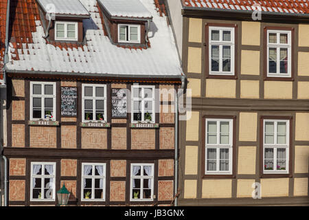 Altstadt von Quedlinburg im Winter Stock Photo