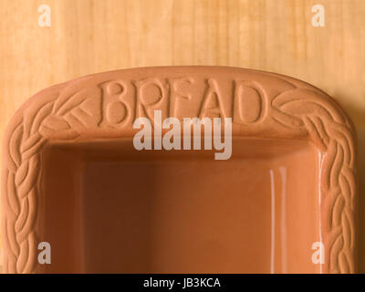 close up of a clay bread baking pan Stock Photo