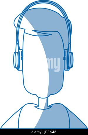 man character wearing headphones device technology Stock Vector