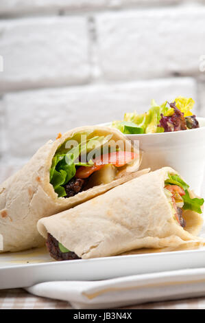 kafta shawarma chicken pita wrap roll sandwich traditional arab mid east food Stock Photo