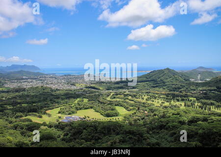 Landscape View from Nuuanu Pali Lookout Stock Photo