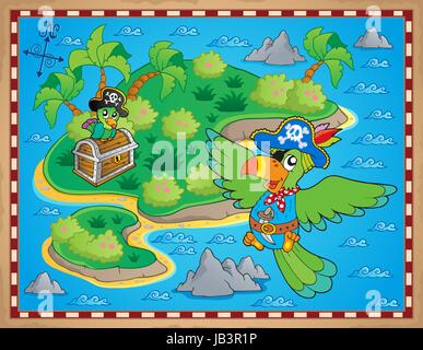 Treasure map theme image 9 - picture illustration. Stock Photo