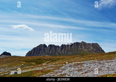 Cradle Mountain from Overland Trail aspect. Stock Photo