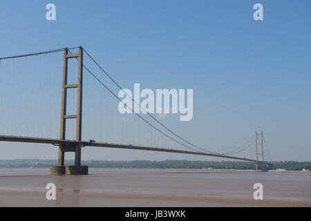 Stock photograph:  The Humber Bridge seen from Barton Upon Humber on a sunny day.  Picture: Chris Vaughan Photography Date: May 25, 2017 Stock Photo