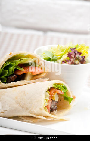 kafta shawarma chicken pita wrap roll sandwich traditional arab mid east food Stock Photo