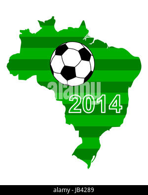 Karte und Fahne von Brasilien mit Fußball