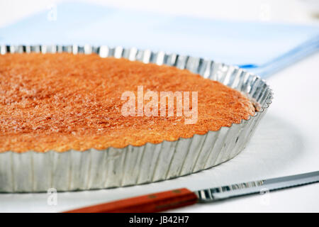 Gingerbread cake in a round baking tin Stock Photo