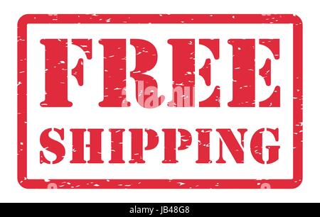 red free shipping stamp on a white background Stock Vector