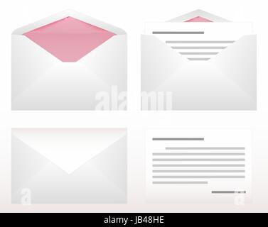 white and pink paper envelope with letter sheet Stock Vector