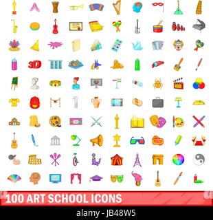 100 art school icons set, cartoon style Stock Vector Image & Art - Alamy