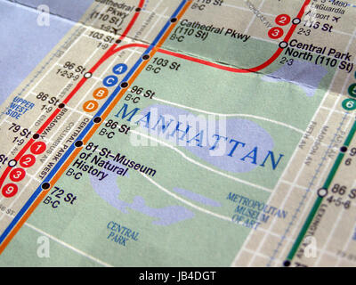NEW YORK, USA - JUNE 25, 2008: Subway map of the New York underground lines Stock Photo