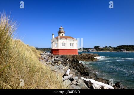 Coquille River Lighthouse, Bullards Beach State Park, Bandon, Oregon Stock Photo