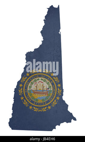 Grunge state of New Hampshire flag map isolated on a white background, U.S.A. Stock Photo