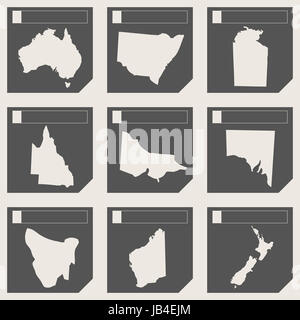 Set of Australia map buttons in responsive flat web design isolated with clipping path. Stock Photo
