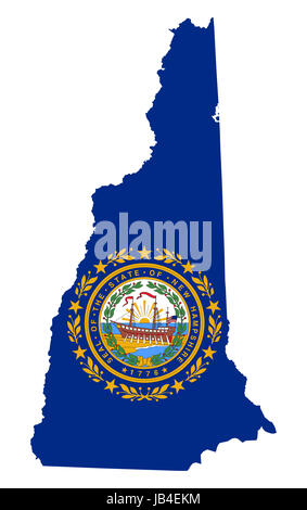 State of New Hampshire flag map isolated on a white background, U.S.A. Stock Photo