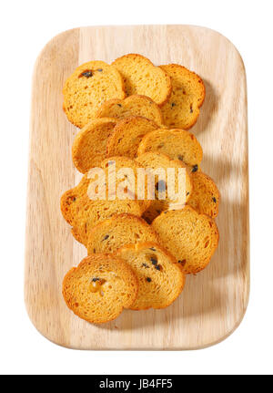 Small round toasts with black olives Stock Photo