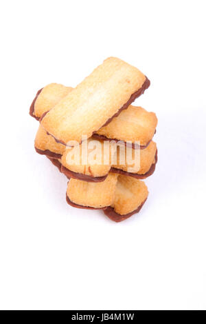 buttery biscuits with chocolate centre isolated on a white background Stock Photo