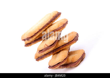 buttery biscuits with chocolate centre isolated on a white background Stock Photo