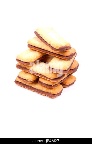 buttery biscuits with chocolate centre isolated on a white background Stock Photo