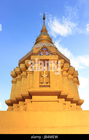 Front view Pinitphrasart temple on blue sky with soft light. Stock Photo