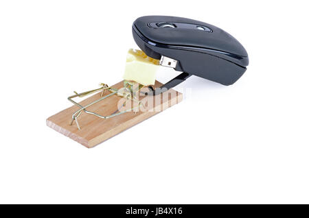 Photo of mouse trap on white background Stock Photo