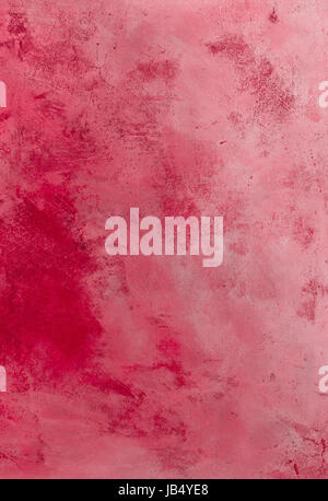 Texture of old rustic wall covered with pink/red stucco. Grungy edged. Stock Photo