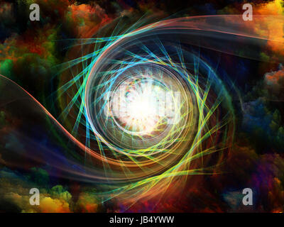 Colors in Motion series. Backdrop composed of fractal spiral elements and textures and suitable for use in the projects on creativity, science and design Stock Photo