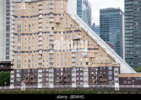 LONDON/UK - MAY 20 : Riverside apartment and business buildings in Canary Wharf, which is London's main financial district and has many international  Stock Photo