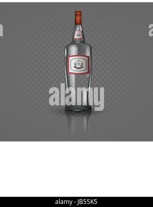 Glass vodka bottle with screw cap. Stock Vector