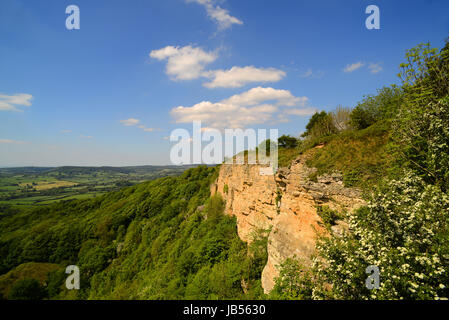 View north west from Sutton Bank over the Vale of York, North York Moors National Park, North Yorkshire, England, UK. Stock Photo