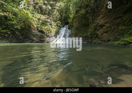 A small waterfall in a secluded part of the jungle in Ulu Temburong National Park in Brunei