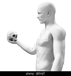 white guy holding a skull Stock Photo
