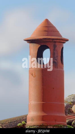 roof with chimneys on top a house in la spezia Stock Photo